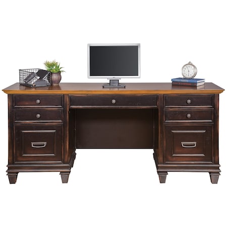 Officesource 31.00'' H, Vintage Black with Wood Plank Tops, 70.00'' W X IMHF689BK